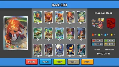 Der in 1.0 ergänzte Deckeditor mit einem 50-Karten-Deck