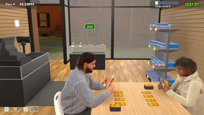Zwei Spieler an einem Tisch bei einem Tetramon-Duell
